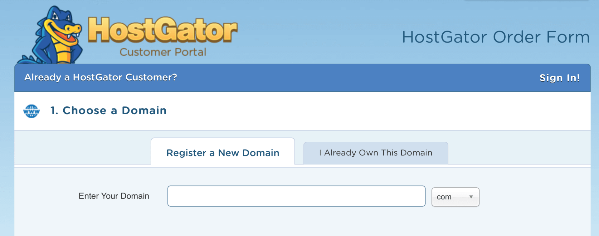 Register A Domain With HostGator