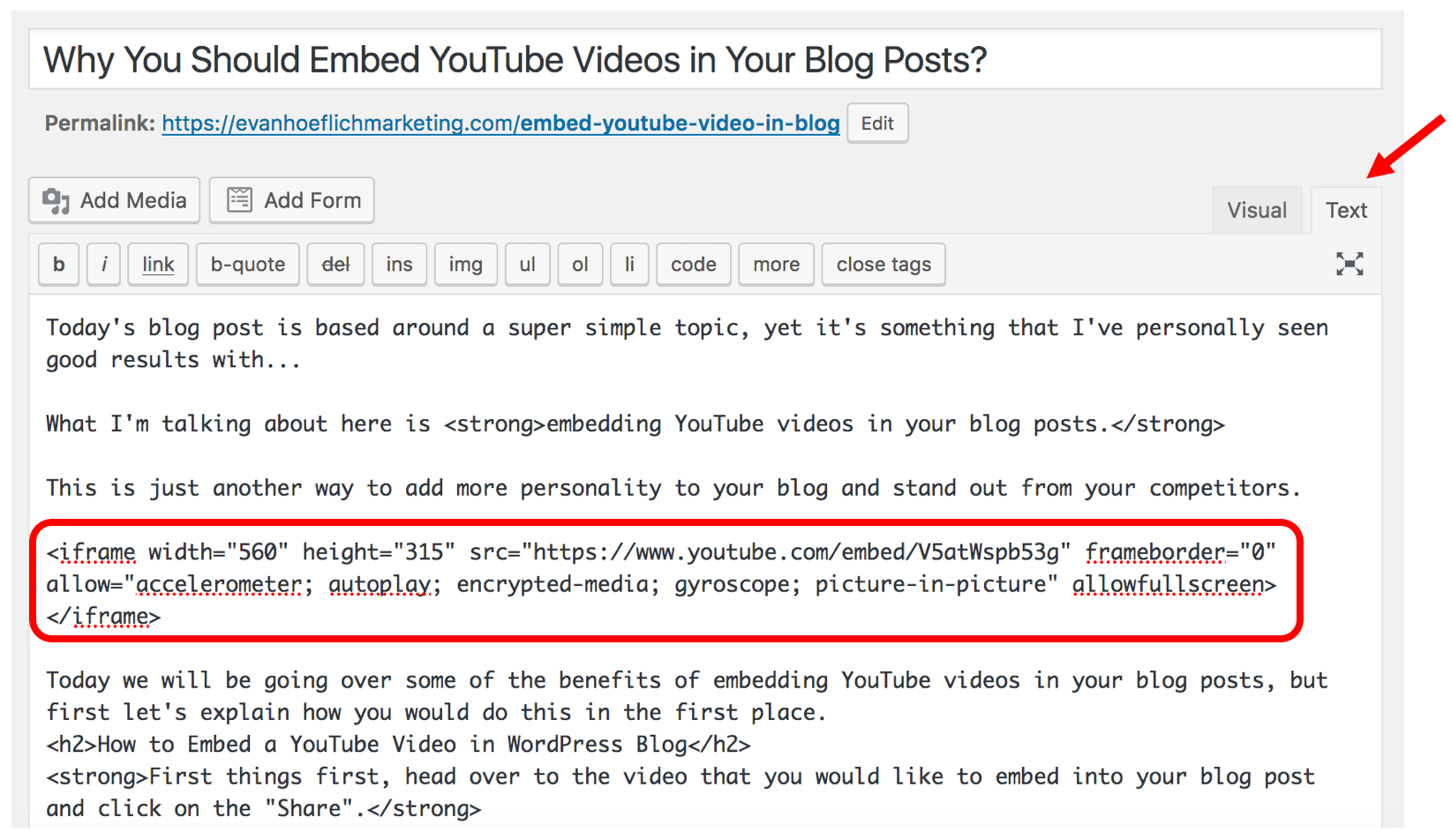 Embed YouTube Video on Blog